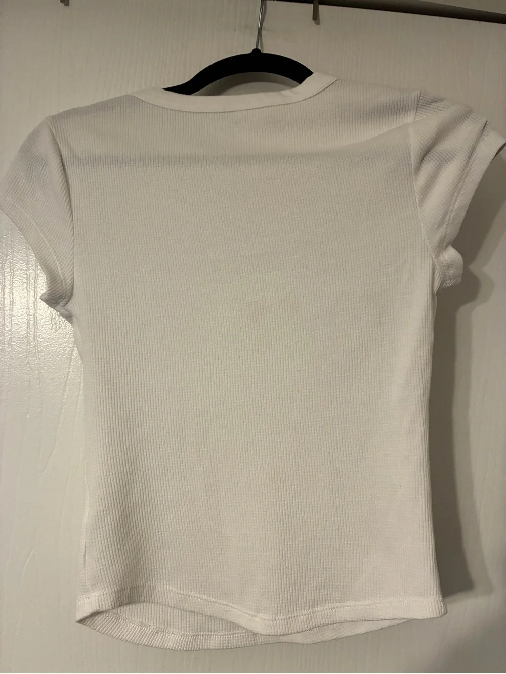 Girls' White Ribbed Short Sleeve Top size S 4/6